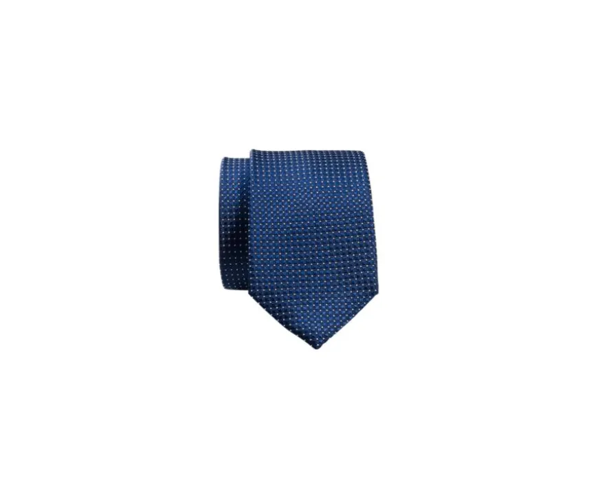 Corbata de seda hombre motivo cuadrado Azul petróleo y blanco-Bexley Clearance
