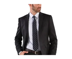 Corbata para hombre de seda Azul marino a rayas Celeste-Bexley Shop