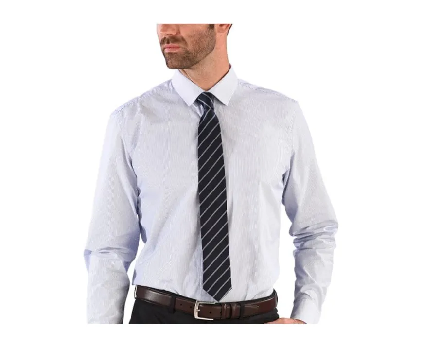 Corbata para hombre de seda Azul marino a rayas Celeste-Bexley Shop