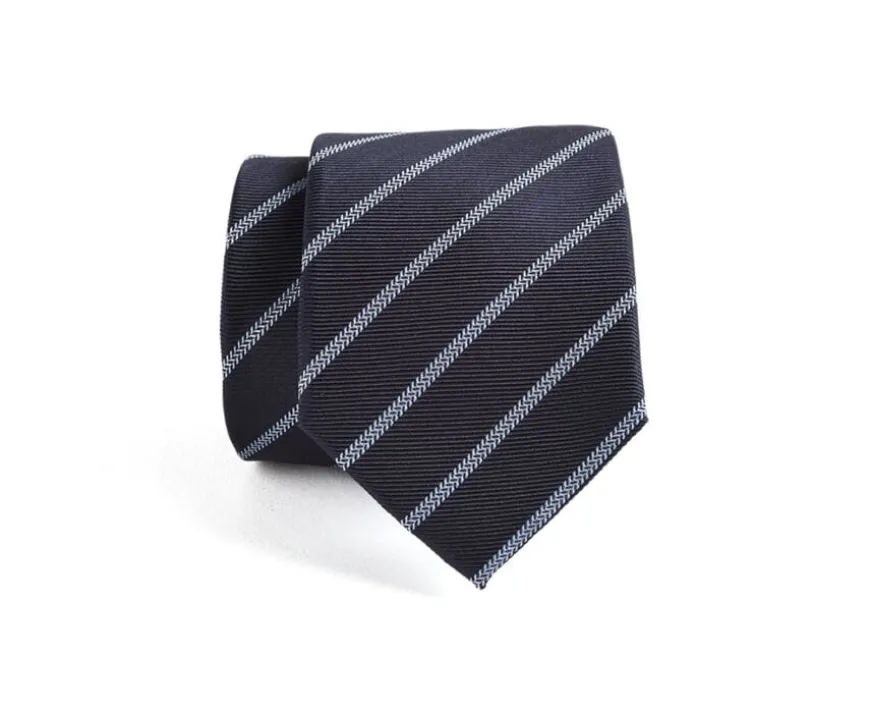 Corbata para hombre de seda Azul marino a rayas Celeste-Bexley Shop