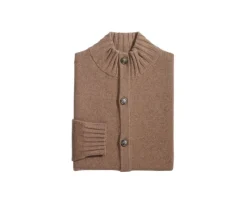 Cárdigan abotonado con cuello alto Avellana moteado Kimsey-Bexley Cheap