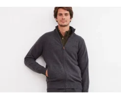 Cárdigan de lana hombre con cremallera Gris Antracita moteado Kane-Bexley Hot