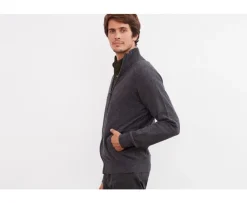 Cárdigan de lana hombre con cremallera Gris Antracita moteado Kane-Bexley Hot