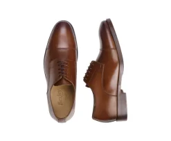 Derbies Castaño patinado de hombre con suela de cuero y goma de caucho Maywell Patin-Bexley Outlet