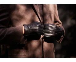 Guantes de piel de cordero negros para hombre-Bexley Best