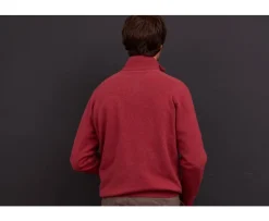 Jersey de hombre de lana con cuello con cremallera Rojo moteado Kenneth-Bexley Sale