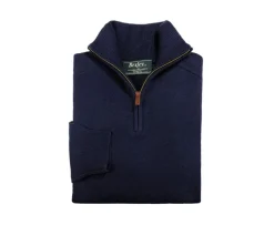Jersey de hombre de lana con cuello con cremallera Navy Kenneth-Bexley Cheap