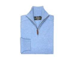 Jersey de hombre de lana con cuello con cremallera Azul moteado Kenneth-Bexley Clearance