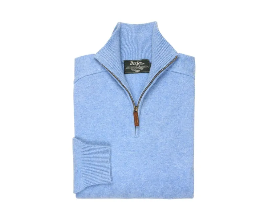 Jersey de hombre de lana con cuello con cremallera Azul moteado Kenneth-Bexley Clearance