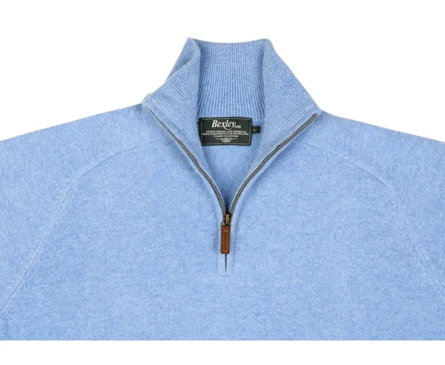 Jersey de hombre de lana con cuello con cremallera Azul moteado Kenneth-Bexley Clearance