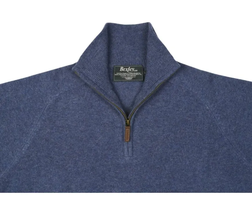 Jersey de hombre de lana con cuello con cremallera Azul oscuro moteado Kenneth-Bexley Clearance