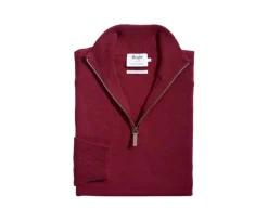 Jersey de hombre de lana con cuello con cremallera Rojo Oscuro Kenneth-Bexley New