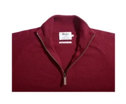 Jersey de hombre de lana con cuello con cremallera Rojo Oscuro Kenneth-Bexley New