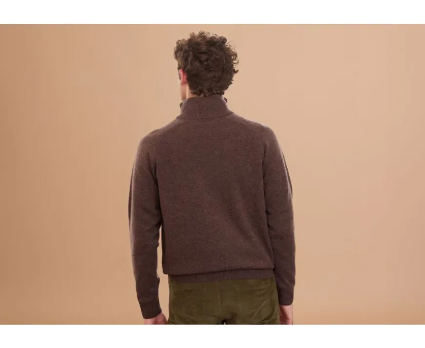 Jersey de hombre de lana con cuello con cremallera Marrón Kenneth-Bexley Flash Sale