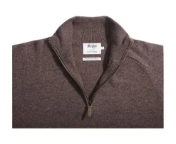 Jersey de hombre de lana con cuello con cremallera Marrón Kenneth-Bexley Flash Sale