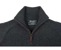 Jersey de hombre de lana con cuello con cremallera Gris Antracita moteado Kenneth-Bexley Fashion