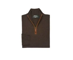 Jersey de hombre de lana con cuello con cremallera Chocolate oscuro Keithy-Bexley Discount