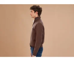Jersey de hombre de lana con cuello de cremallera Chocolate moteado Kenneth-Bexley Fashion