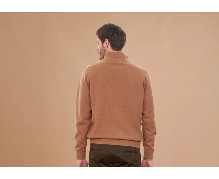 Jersey de hombre de lana con cuello con cremallera Avellana moteado Kenneth-Bexley Best