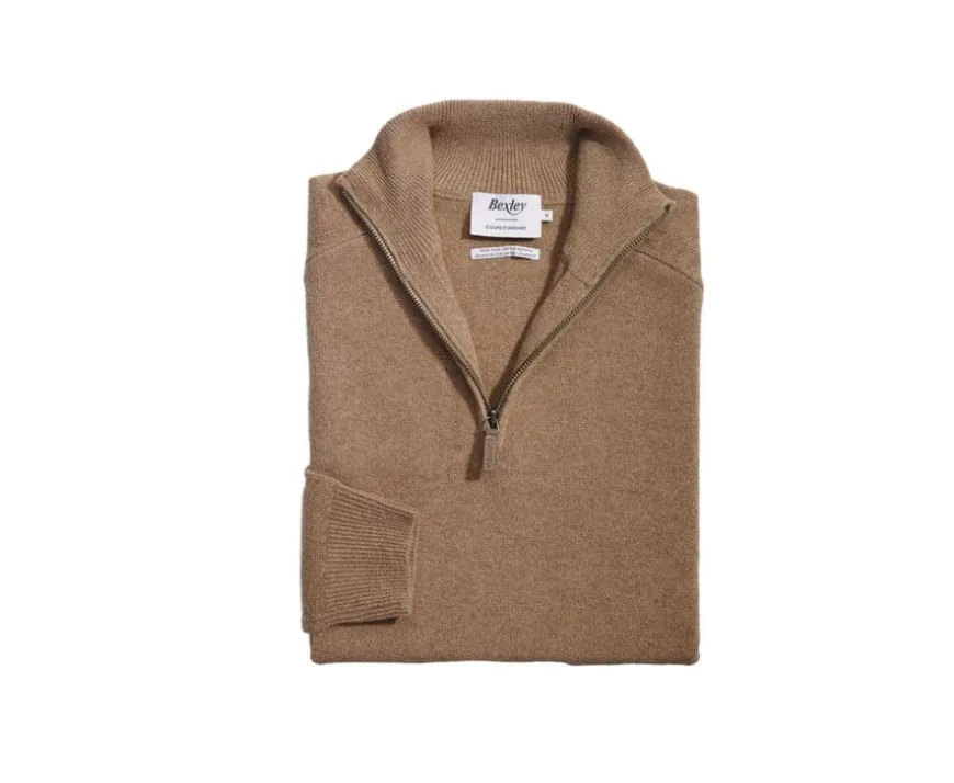 Jersey de hombre de lana con cuello con cremallera Avellana moteado Kenneth-Bexley Best
