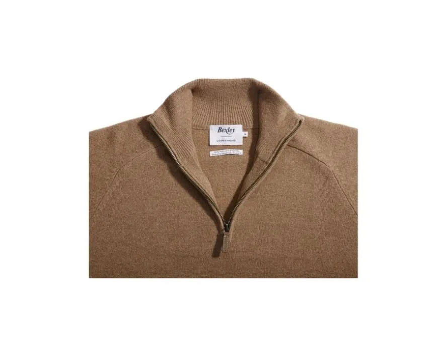 Jersey de hombre de lana con cuello con cremallera Avellana moteado Kenneth-Bexley Best