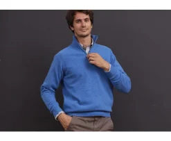 Jersey de hombre de lana con cuello con cremallera Mar Azul Kenneth-Bexley Cheap