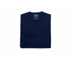 Jersey de hombre fino algodón Pima/cachemira con cuello redondo Azul marino Vladimir-Bexley Hot