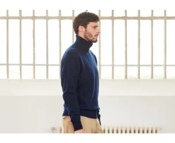 Jersey de lana con cuello alto para hombre Azul Marino Kenneric-Bexley Shop