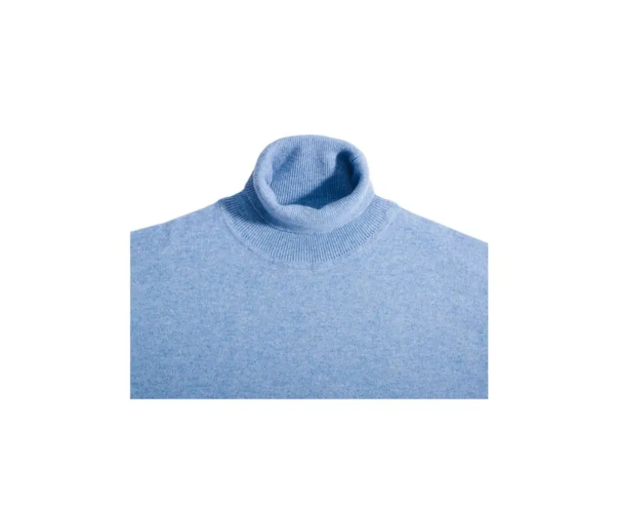 Jersey de lana con cuello alto hombre Azul Moteado Emeric-Bexley Shop