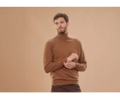 Jersey de lana con cuello alto hombre Avellana Moteado Emeric-Bexley Flash Sale