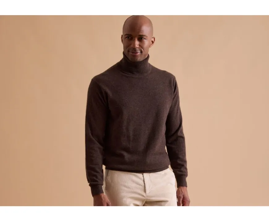 Jersey de lana con cuello alto hombre Chocolate Oscuro Emeric-Bexley New