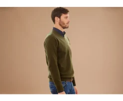 Jersey de lana con cuello de pico para hombre Verde Elian-Bexley Sale