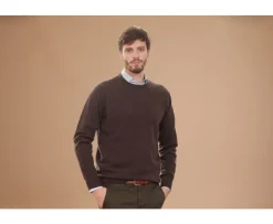 Jersey de lana con cuello redondo Chocolate Oscuro de hombre  Conan-Bexley Online