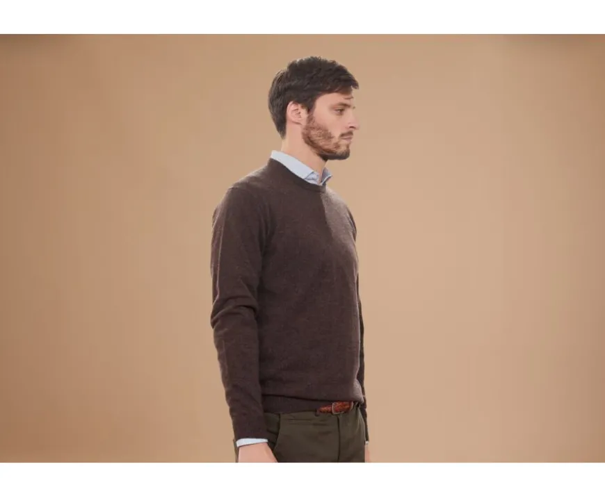 Jersey de lana con cuello redondo Chocolate Oscuro de hombre Conan-Bexley Online