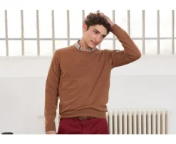 Jersey de lana con cuello redondo Avellana Moteado de hombre  Conan-Bexley Best Sale