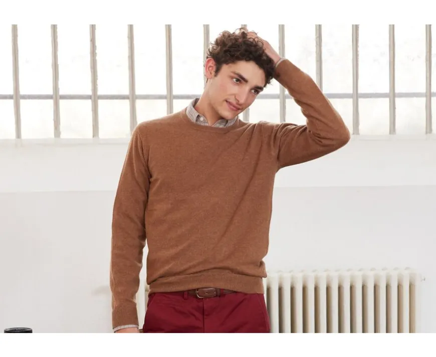Jersey de lana con cuello redondo Avellana Moteado de hombre Conan-Bexley Best Sale