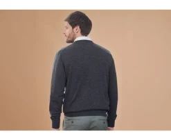 Jersey de lana con cuello redondo Gris Antracita moteado para hombre Conan-Bexley Shop