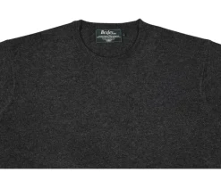 Jersey de lana con cuello redondo Gris Antracita moteado para hombre Conan-Bexley Shop