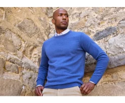 Jersey de lana con cuello redondo Azul Jean moteado Conan-Bexley Outlet