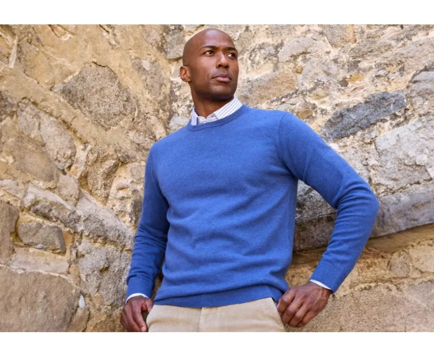 Jersey de lana con cuello redondo Azul Jean moteado Conan-Bexley Outlet