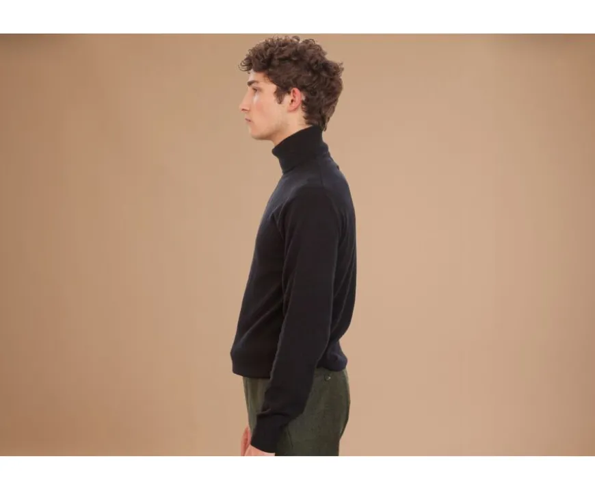 Jersey de lana con cuello vuelto para hombre Negro Emeric-Bexley New