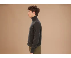 Jersey de lana con cuello vuelto para hombre Gris Antracita moteado Emeric-Bexley Hot