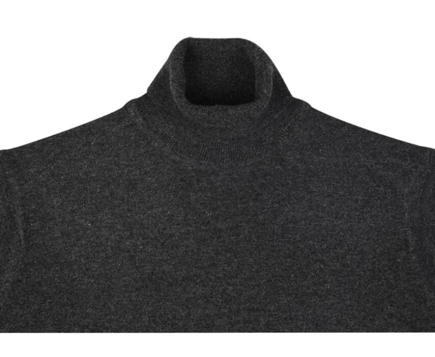 Jersey de lana con cuello vuelto para hombre Gris Antracita moteado Emeric-Bexley Hot