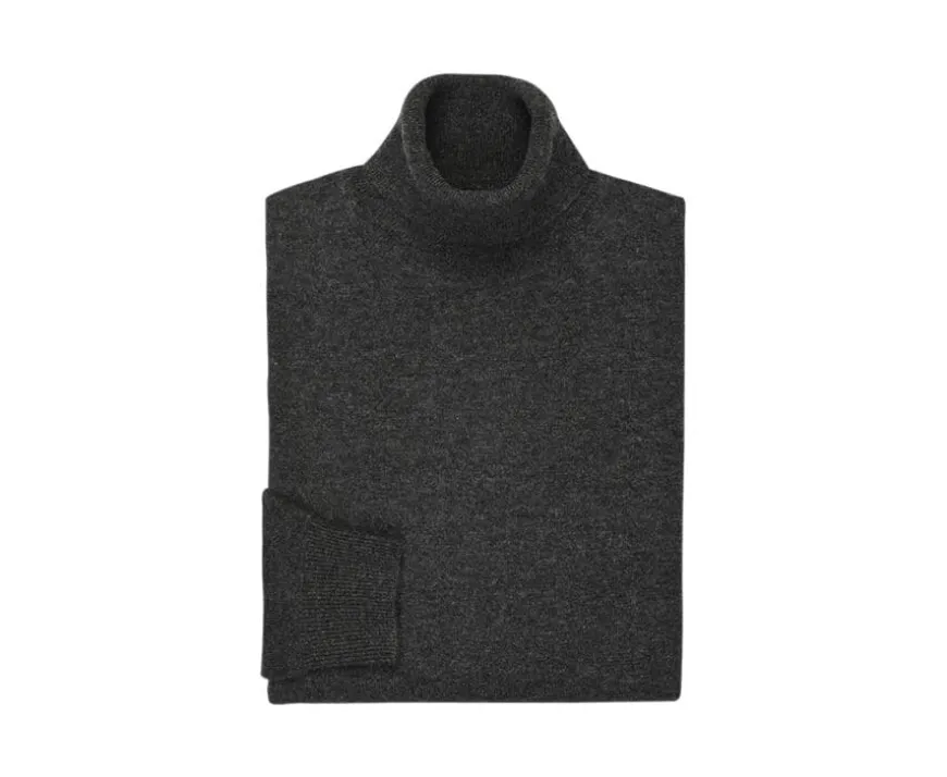 Jersey de lana con cuello vuelto para hombre Gris Antracita moteado Emeric-Bexley Hot