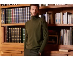 Jersey de lana con cuello vuelto hombre Verde Emeric-Bexley Best Sale