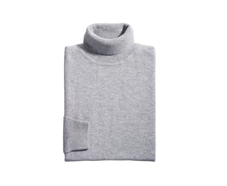 Jersey de lana con cuello vuelto para hombre Gris moteado Emeric-Bexley Hot
