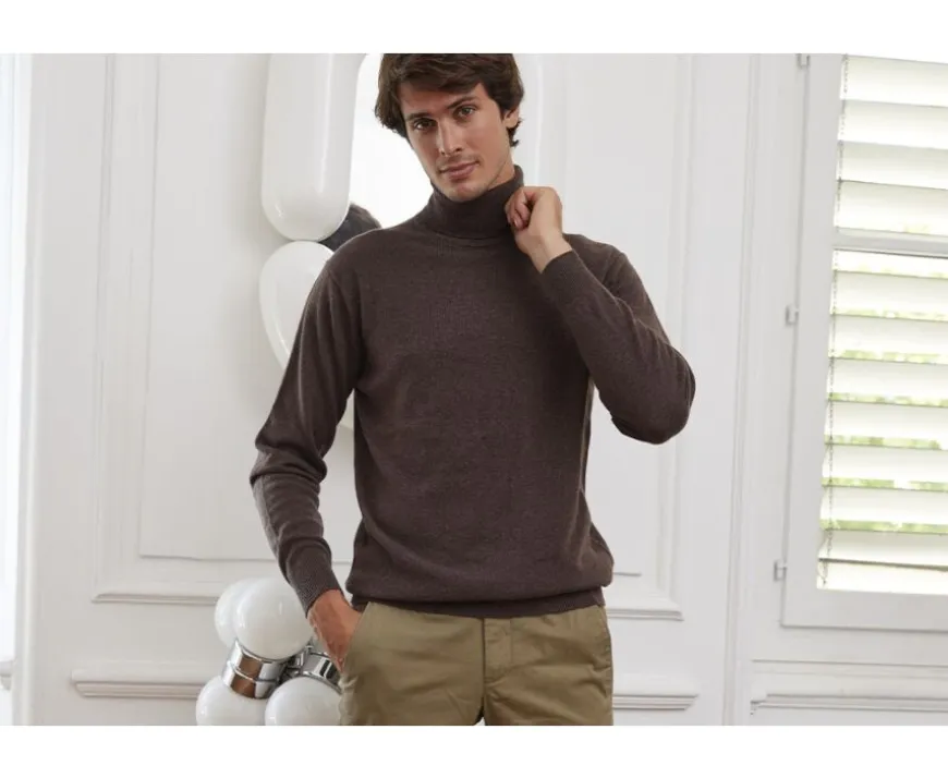 Jersey de lana con cuello vuelto hombre Marrón Emeric-Bexley Cheap