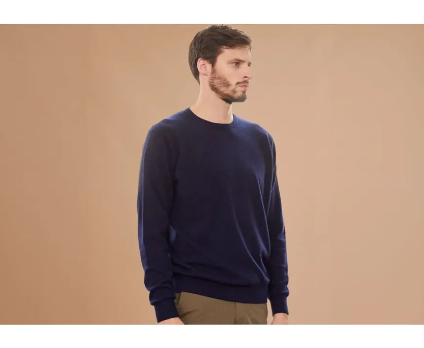 Jersey de lana de cuello redondo para hombre Navy Conan-Bexley New