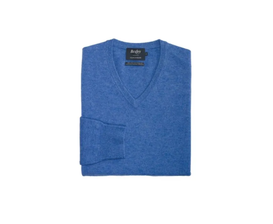 Jersey de lana hombre con cuello en V Mar Azul Elian-Bexley New