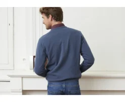 Jersey de lana hombre con cuello de pico Azul petróleo Elian-Bexley Hot